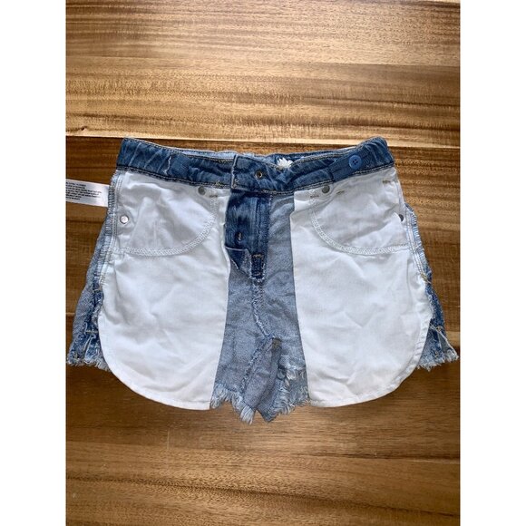 Cat & Jack Girls Distressed Denim Blue Shorts w/ Embroidered Flowers Medium - Picture 9 of 12